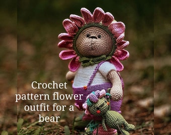 Crochet pattern flower outfit for a bear