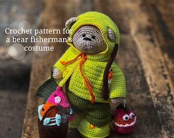 Schema all'uncinetto per un costume da pescatore orso