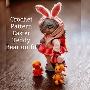 Modello all'uncinetto per orsacchiotto di Pasqua. Orsetto amigurumi