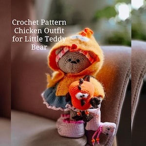 Modello all'uncinetto per un vestito da pollo pasquale per un orso