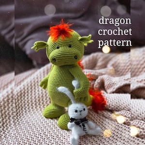 Crochet pattern dragon. Amigurumi dragon