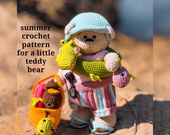 Schema all'uncinetto per un piccolo orsetto di peluche. Orsetto amigurumi