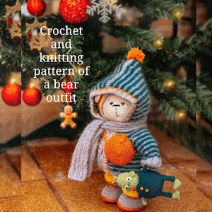 Crochet and knitting pattern of a bear outfit