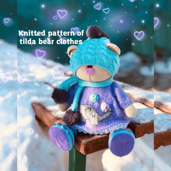 Knitted pattern of tilda bear clothes