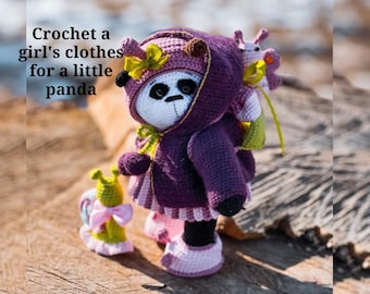 Vêtements fille au crochet pour un petit panda, amigurumi