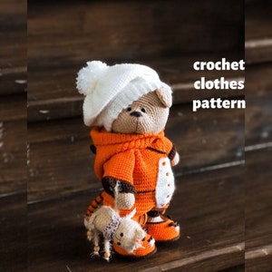 Vestiti all'uncinetto per un orsetto - Teddy. Modello all'uncinetto per un piccolo gattino. Costume da tigre per orsetto.