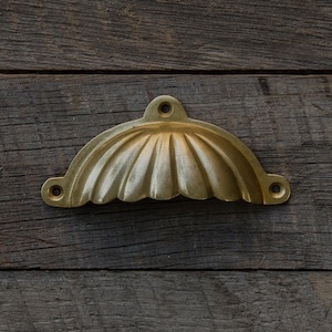 Aged Brass Scalloped Cup Handle