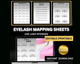 EYELASH EXTENSIONS MAPPING Worksheets Editable on Canva