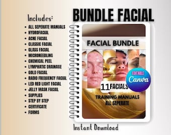 FACIAL PACKAGE Bundle - ALL Seperate Training Manuals -  11 Manuals included - Canva editable