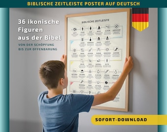 Biblische Zeitleiste in Deutsch, Bibel Poster Kinder, christliches Wandbild, Bibel Lernposter, BibelStudium Druck, digitaler Download