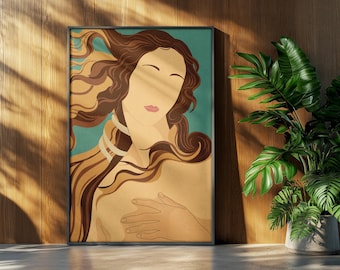 Venus Poster | Handgezeichnete Renaissance Kunst | Botticellis Geburt der Venus Druck | Druckbare Wand Dekor | Sofortiger digitaler Download | Geschenkidee