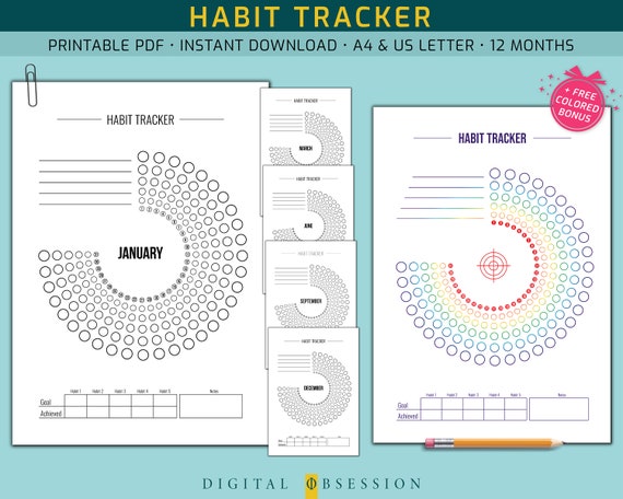 Habit Tracker Printable Habit Planner Digital Habit Tracking - Etsy