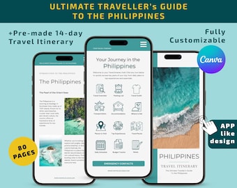Ultimativer Philippinen-Reiseführer | Vorgefertigter 14-Tages-Reiseplan | Bearbeitbarer Canva Reiseplaner | Printable & Digital Travel Journal