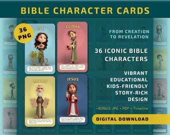 Cartes de personnages bibliques : apprentissage chrétien à domicile (téléchargement numérique)