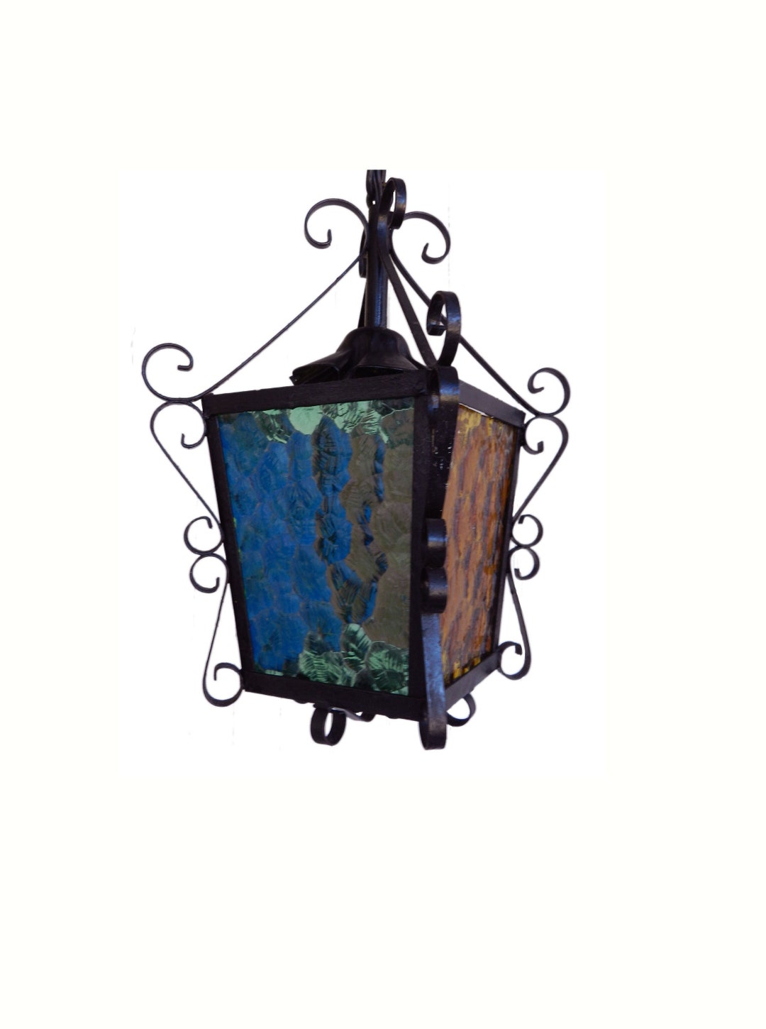 Vintage Lantern Pendant Light Mid Century Etsy