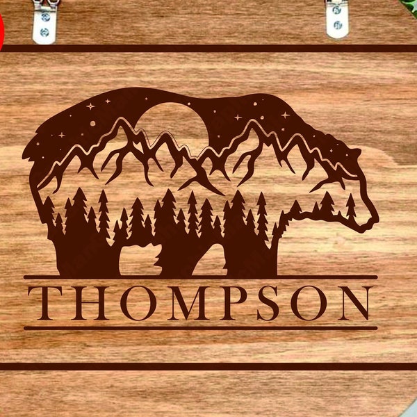 Bear and Mountains SVG l Cutting Board SVG Bundle I Cut Files For Cricut Silhouette I Camping Svg I Door Hanger SVG l Mountain l Decal Cut
