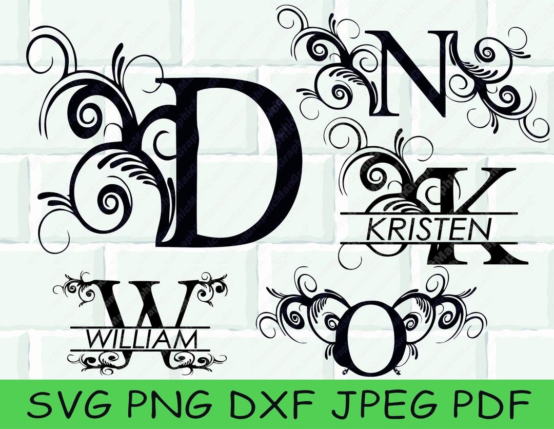 Split Monogram SVG/DXF/PNG L Split Monogram Frame Alphabet L Silhouette ...