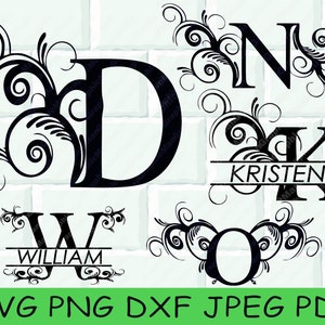 Split Monogramm SVG/DXF/PNG l Split Monogramm Rahmen Alphabet l Silhouette l Glowforge l 26 svg/dxf/png dateien l Digitaler Download für Cricut