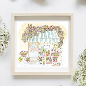 Watercolor Spring Illustration - Fiore, the Flower Shop, Florist - Card, Poster