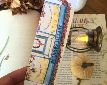 Autumn bookmark - Little happiness - Seasonal decorative watercolor, cozy, cottage core