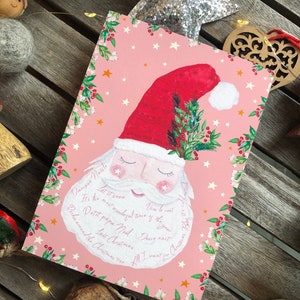 Illustration de Noël à l'aquarelle - carte Père Noel et chansons de Noel