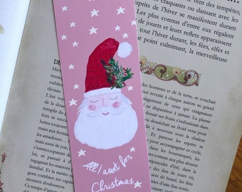 Marque page - All I want for Christmas is a good book - Illustration à l'aquarelle, cadeau fêtes de fin d'année