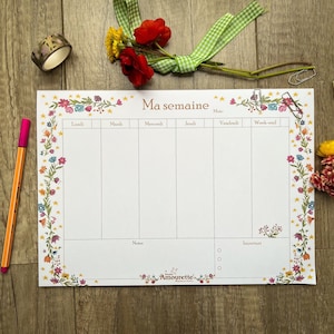Semainier illustré - Collection fleurs et étoiles - planner agenda 2024