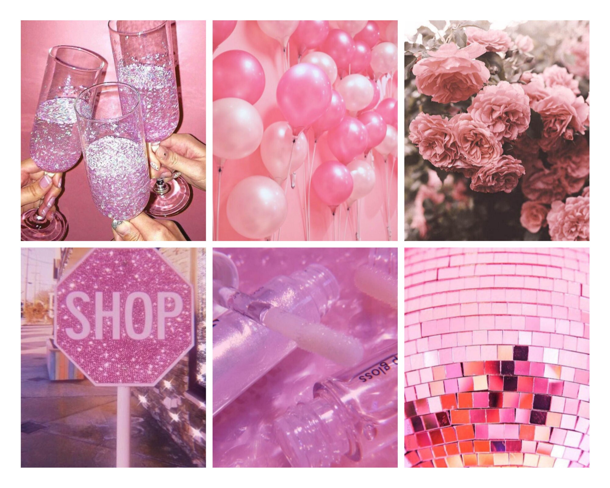 Pink Glitter Aesthetic Wall Collage Kit 100 Photos Photo Etsy Canada