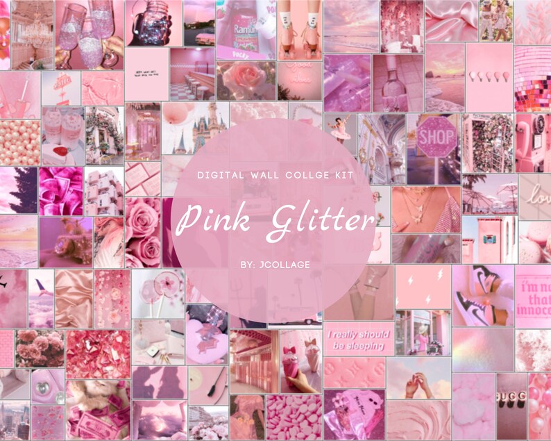 Pink Glitter Aesthetic Wall Collage Kit 100 Photos Photo Etsy Canada