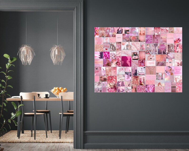 Pink Glitter Aesthetic Wall Collage Kit 100 Photos Photo Etsy Canada