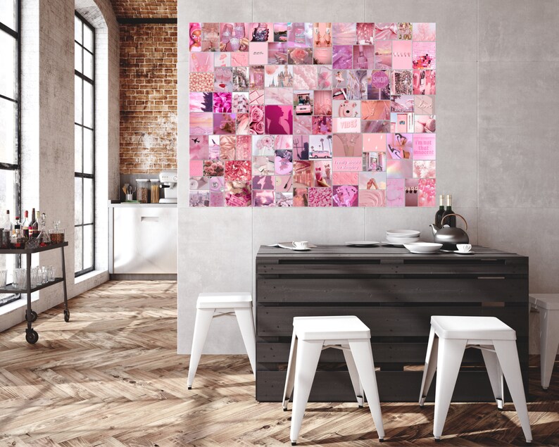 Pink Glitter Aesthetic Wall Collage Kit 100 Photos Photo Etsy Canada