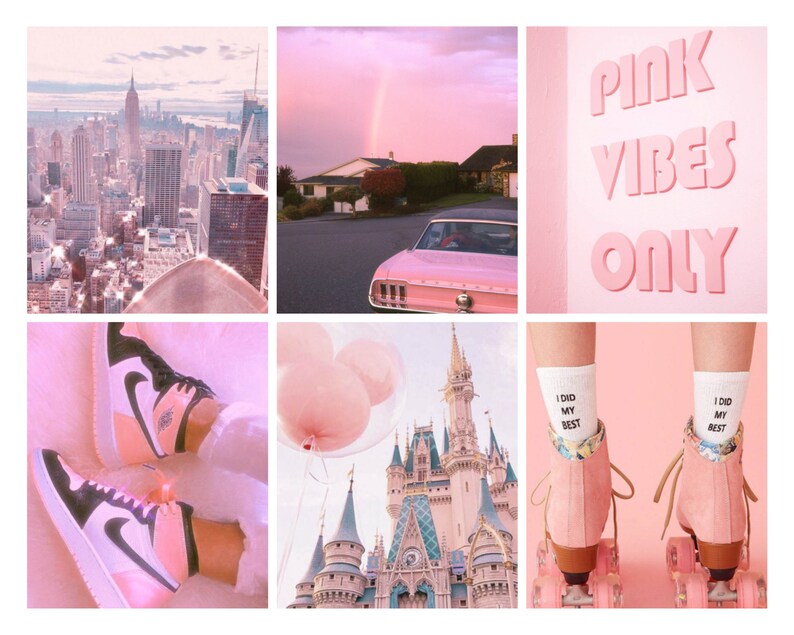 Pink Glitter Aesthetic Wall Collage Kit 100 Photos Photo Etsy Canada