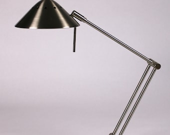 Lampe de bureau postmoderne en chrome - Lampe à bras articulé Années 90