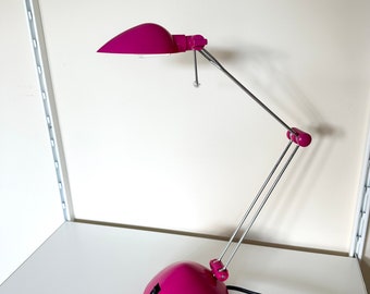 1990s Post-Modern desk lamp - hot pink adjustable arm desk lamp