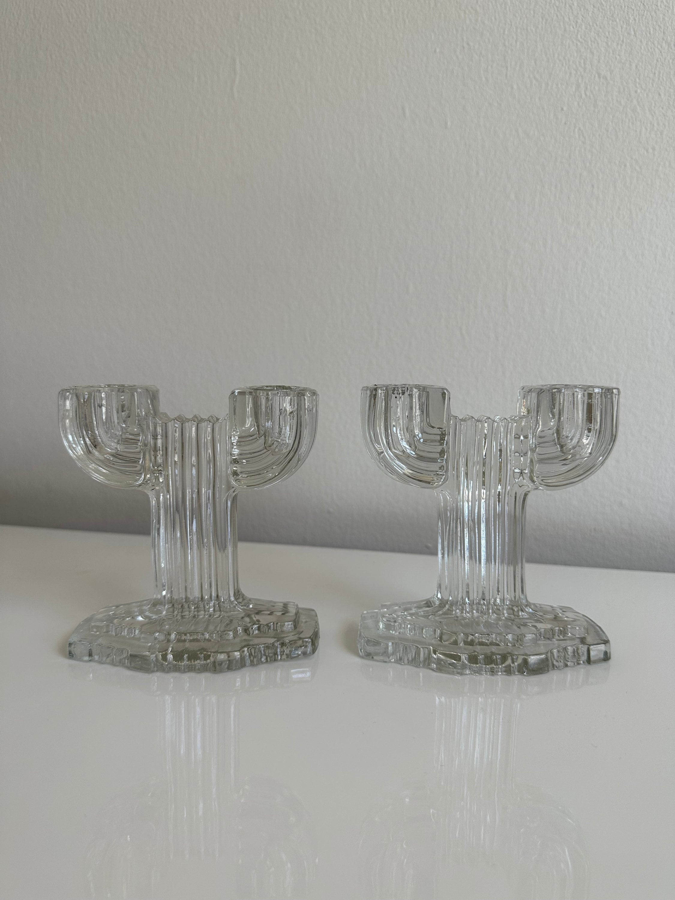 White Depression Glass Candel Holder