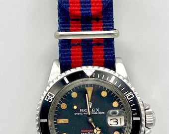 Bracelets de montre en nylon Rayures bleues et rouges