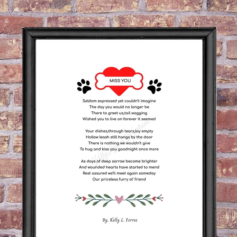 Pet Loss Dog Poem Etsy