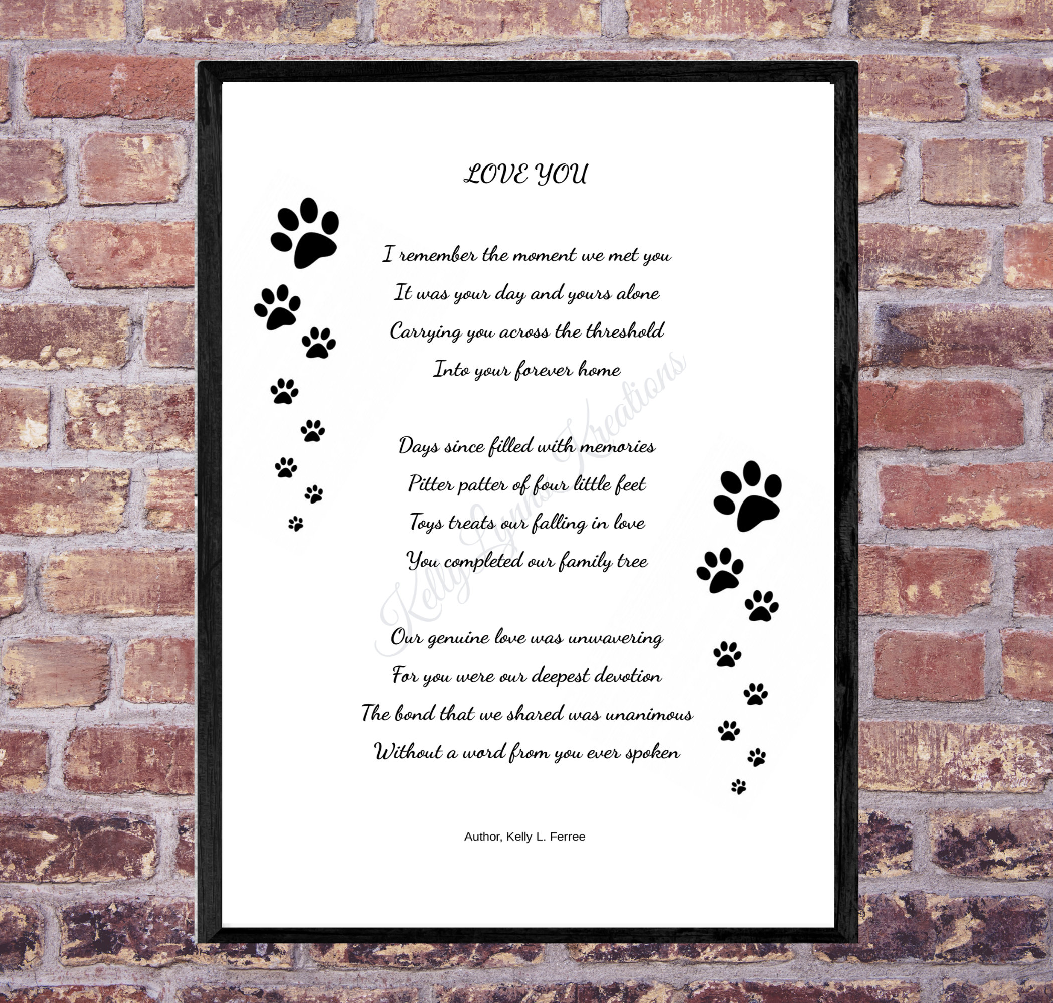 Love You Dog Loss Memorial Poem, PDF, Digital Download,unframed, Print at Home,memorial Gift ...
