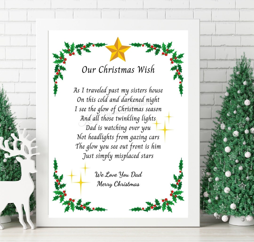 Our Christmas Wish Poem, Message From Sister to Sister, Brother to Sister, Printable Gift, Pdf,digital Download, Unframed, Print at Home - Etsy our-christmas-wish-poem-message-from-sister-to-sister-brother-to-sister-printable-gift-pdf-digital-download-unframed-print-at-home-etsy