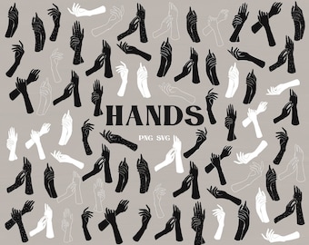 Hand Silhouettes Clipart: Line Drawing Vector Graphics (SVG, PNG)