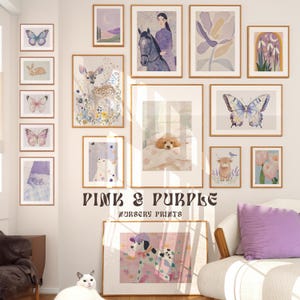 Pink & Purple Nursery Prints: Vintage Baby Girl Room Decor (Digital Download)