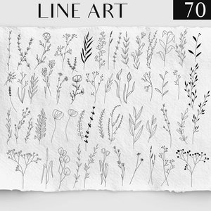 Botanische Linie Kunst Clipart, Linie Clipart, Blatt Poster, moderne Kunst, Druckbare Kunst, minimalistische Kunst, Skandinavisch, Wanddekoration