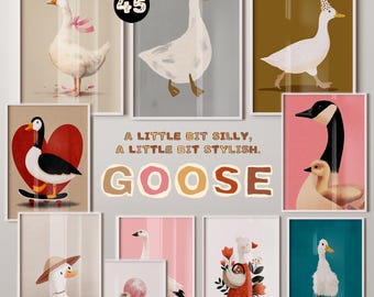 Whimsical Duck Prints: Silly Goose Wall Art for Nursery (PDF)