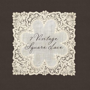 Vintage Square Lace PNG Set: Antique Handkerchief Clipart (Digital Download) image 3