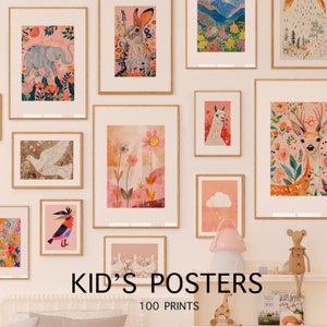 100 Eclectic Nursery Prints. Poster bundle for kid. ids Room Wall Art Prints. Girls Boys Gallery wall, Gender Neutral Digital Printable Art