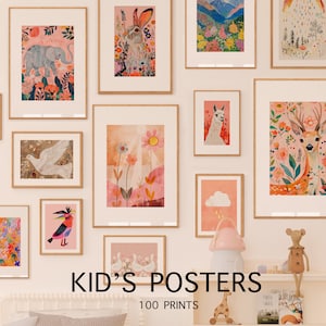 100 Eclectic Nursery Prints. Poster bundle for kid. Kids Room Wall Art Prints. Girls Boys Gallery wall, Gender Neutral Digital Printable Art