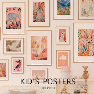 100 Eclectic Nursery Prints. Poster bundle for kid. ids Room Wall Art Prints. Girls Boys Gallery wall, Gender Neutral Digital Printable Art