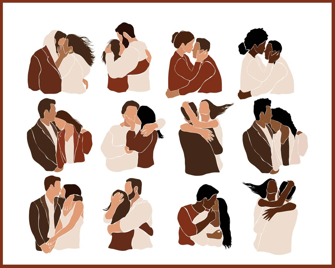 Couple Abstract Design Love Couples Abstract Art SVG Clipart, Valentine's Day Set - Etsy