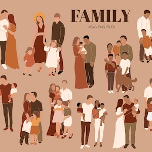 Abstracte familieclipart - abstracte ouders worden afgedrukt - SVG-clipart - babyclipart. Kwekerijprints. SVG familie clipart. SVG-bestanden voor moeder en vader