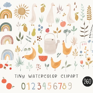 Winzige Natur Aquarell Clipart. Baby Grün, Clip Art, Kinder Clipart, Baby-Dusche-Kunst, Gender neutral Geschenk, Garten Clipart png